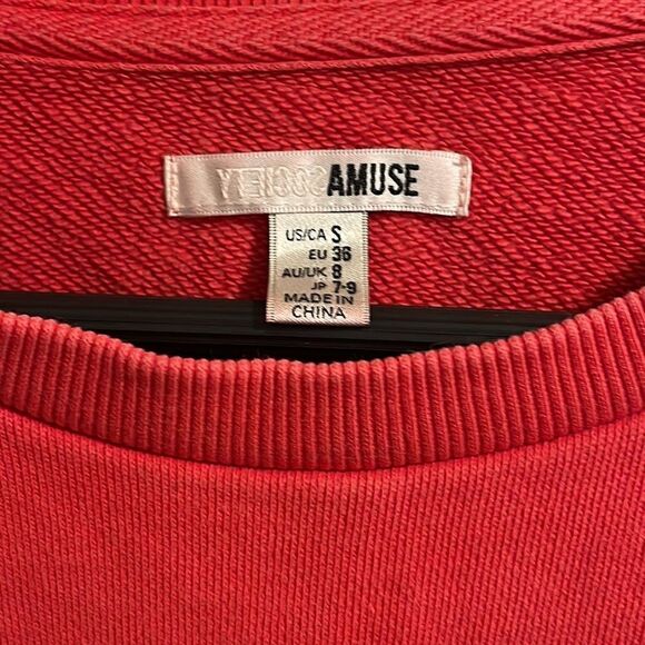 Amuse Society El Campo Red Cropped Pullover Sweater Sz S - Picture 3 of 8